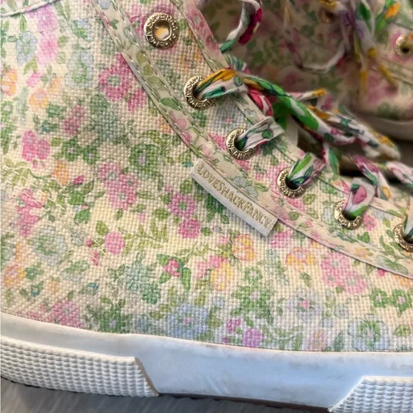 LoveShackFancy x Superga | Size 38/7.5 Women’s Floral High Top Sneakers - Picture 2 of 5
